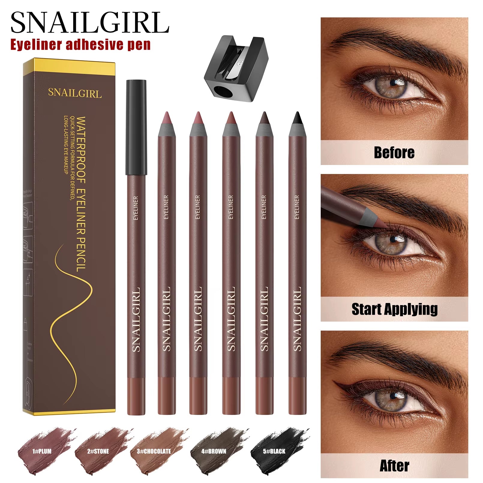 Waterproof Mineral Pigmented Liquid Eyeliner Gentle for Sensitive Eyes Multi Shades Daily Eye Liner Makeup