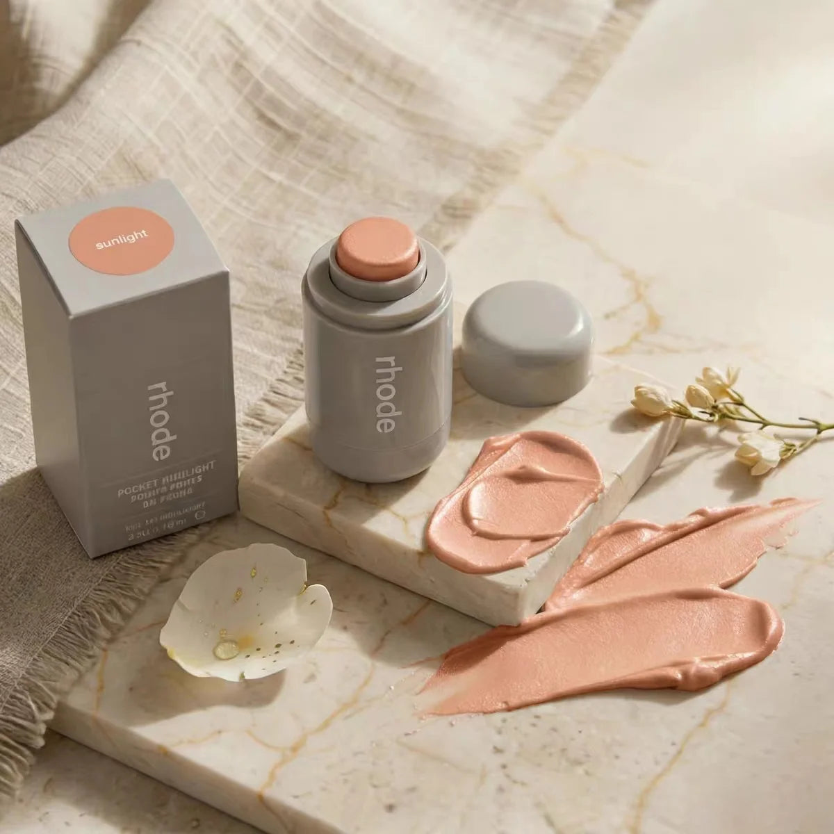 Rhod Pocket Blush LIP Stick Lip and Cheek Hydrating Stick Natural Rouge Powder Blush Cream Lipstick Cheek Easy to Apply Color